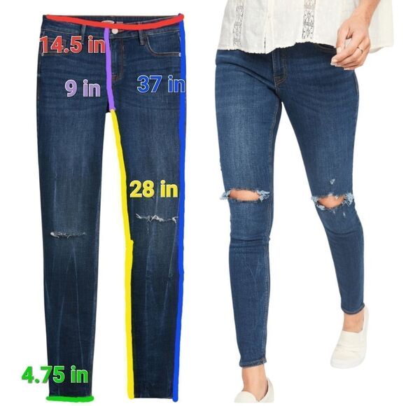 Old Navy 'Rockstar' Super Skinny distressed ripped blue jeans - Women's 2 - NWT - Picture 8 of 9